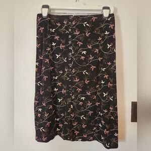 Briggs New York Black Floral Midi Skirt Size Large Petite
